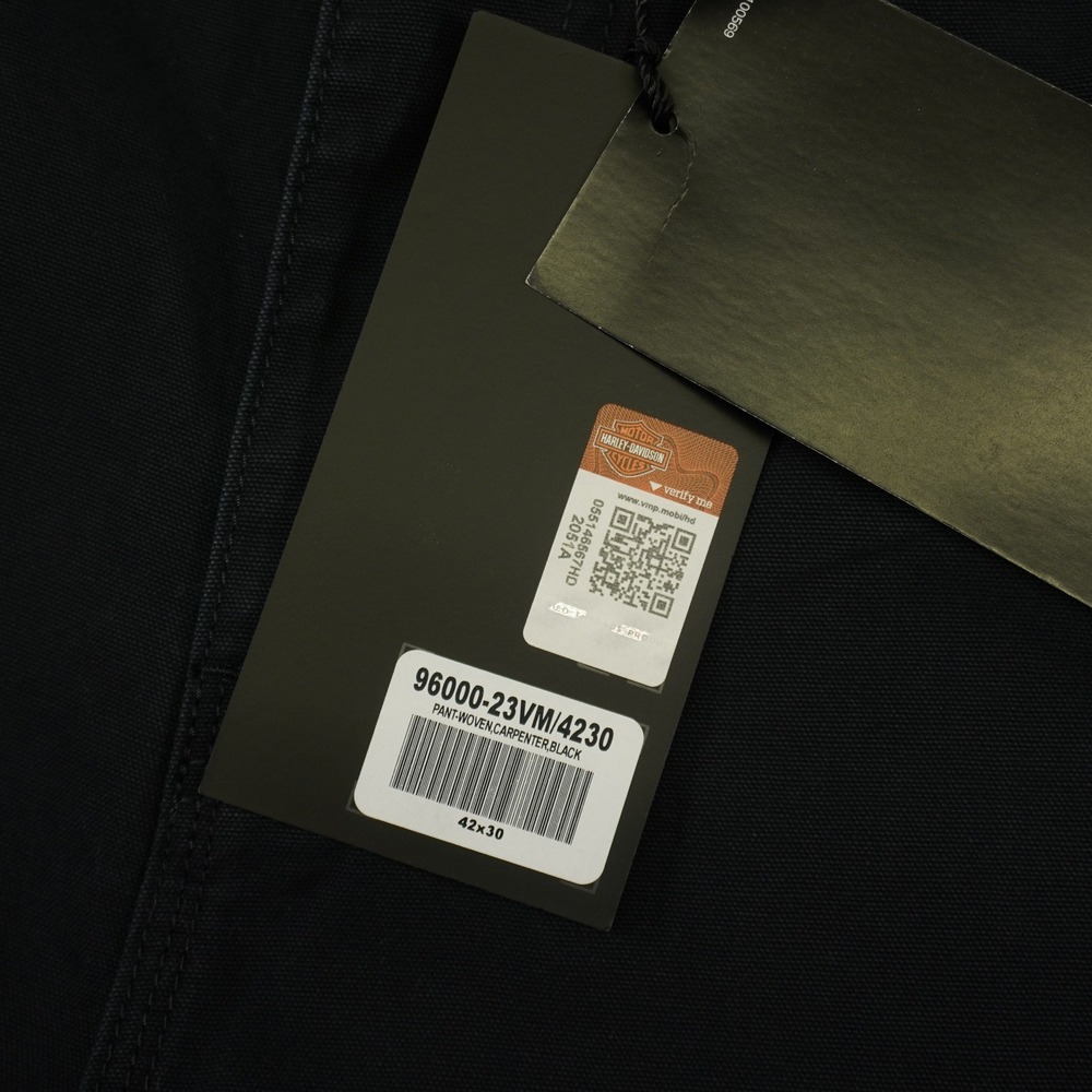 Harley-Davidson Mens Black Carpenter Canvas Double Knee Work Pants 42x30 - Picture 9 of 16